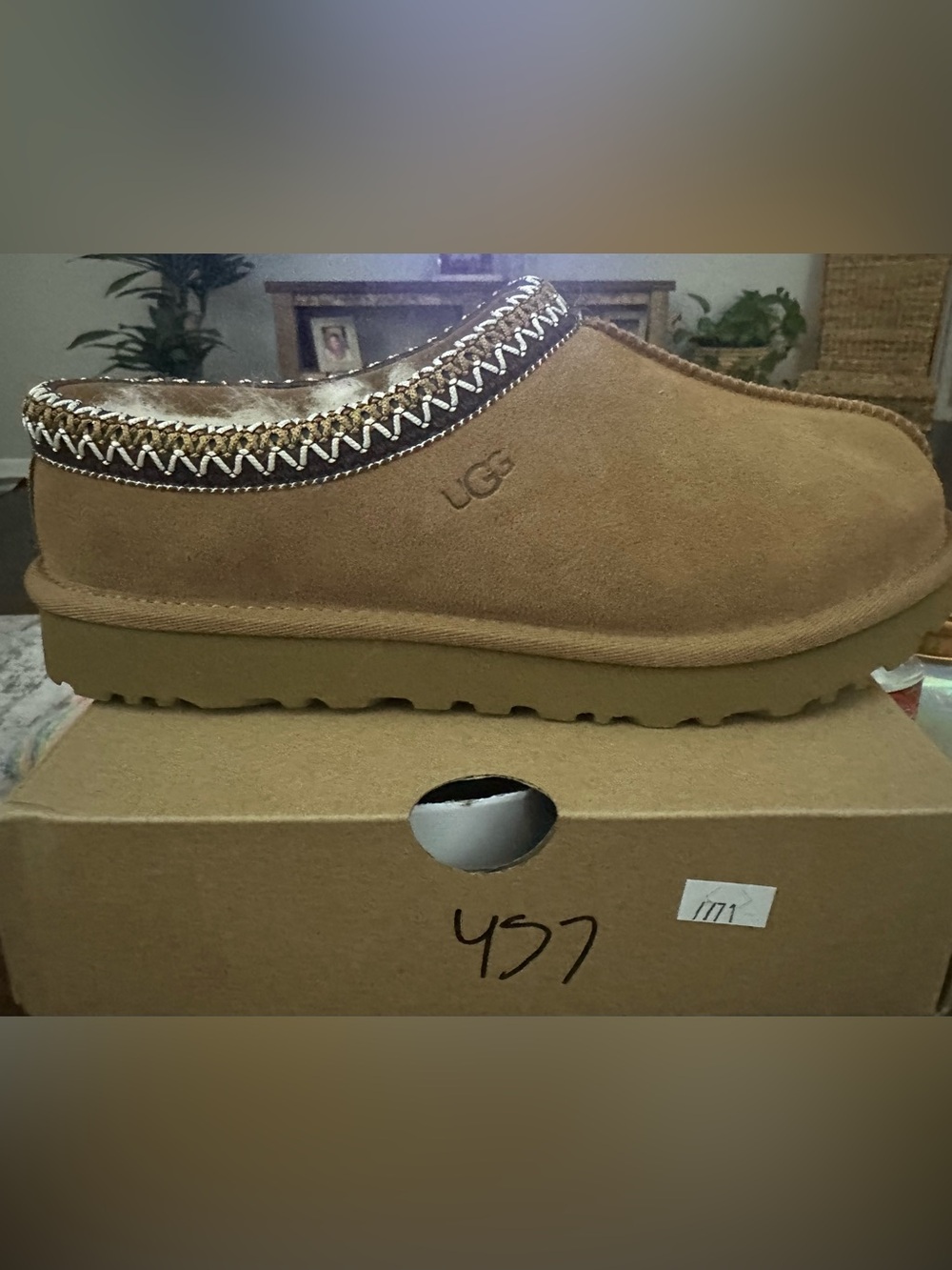 UGG Womans Chestnut Brown Suede Slip-On Moccasin